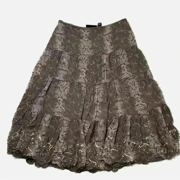inc silk skirt in snakeskin print w/sequins - Picture 1 of 6